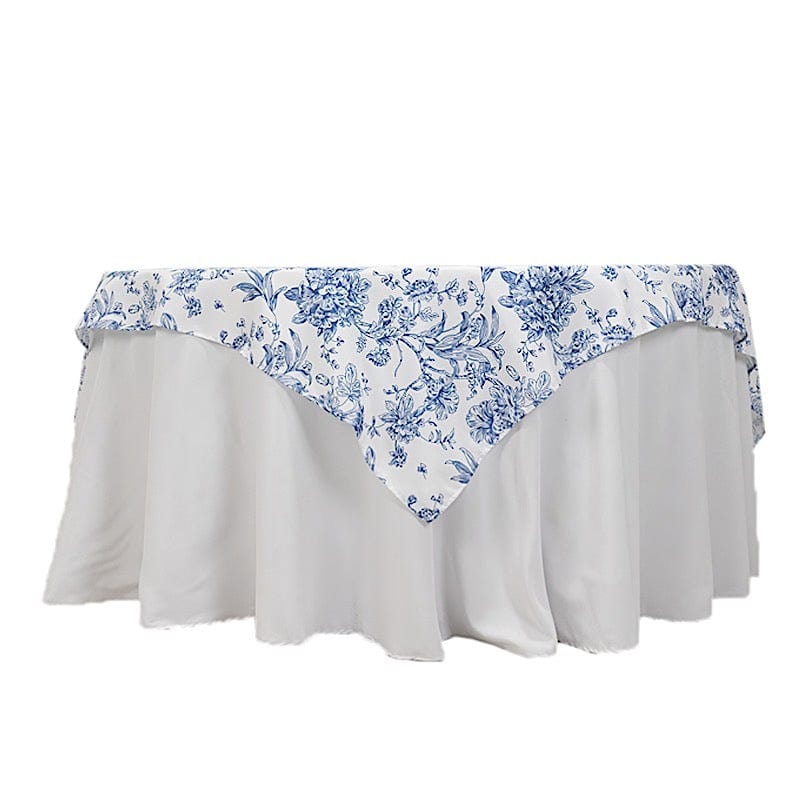 70" x 70" French Toile Pattern Polyester Square Tablecloth - White