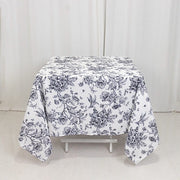 70" x 70" French Toile Pattern Polyester Square Tablecloth - White