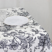 70" x 70" French Toile Pattern Polyester Square Tablecloth - White