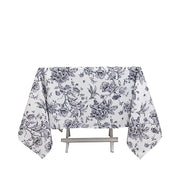 70" x 70" French Toile Pattern Polyester Square Tablecloth - White
