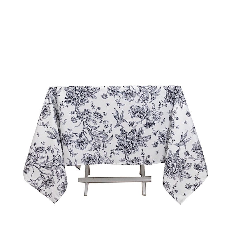 70" x 70" French Toile Pattern Polyester Square Tablecloth - White