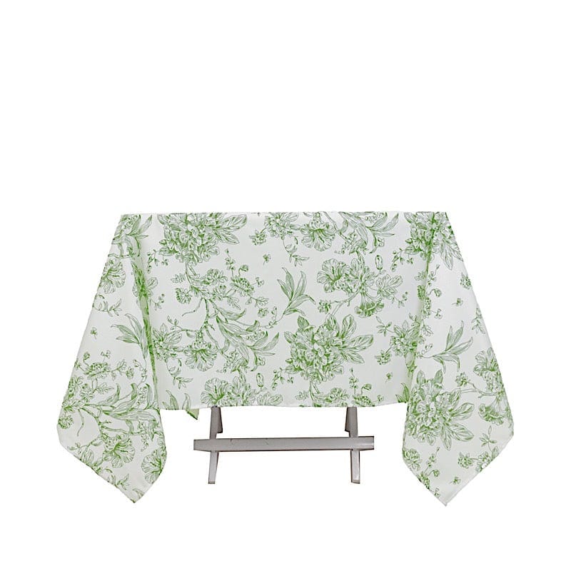 70" x 70" French Toile Pattern Polyester Square Tablecloth - White TAB_PLY_FLORFT_7070_DSG