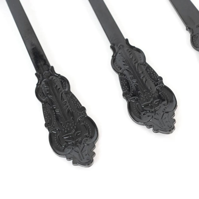 72 Baroque Style Heavy Duty Plastic Cutlery Spoons Forks and Knives Set - Disposable Tableware