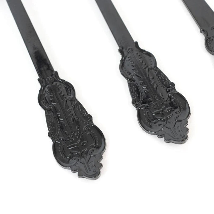 72 Baroque Style Heavy Duty Plastic Cutlery Spoons Forks and Knives Set - Disposable Tableware