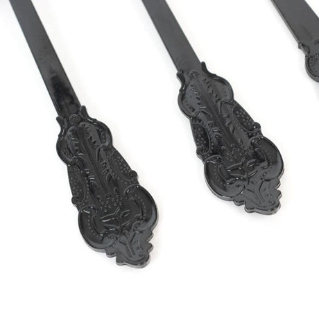 72 Baroque Style Heavy Duty Plastic Cutlery Spoons Forks and Knives Set - Disposable Tableware