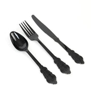 72 Baroque Style Heavy Duty Plastic Cutlery Spoons Forks and Knives Set - Disposable Tableware