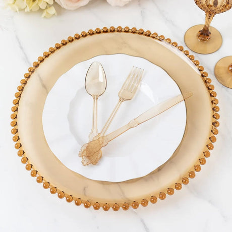 72 Baroque Style Heavy Duty Plastic Cutlery Spoons Forks and Knives Set - Disposable Tableware