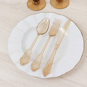 72 Baroque Style Heavy Duty Plastic Cutlery Spoons Forks and Knives Set - Disposable Tableware