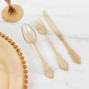 72 Baroque Style Heavy Duty Plastic Cutlery Spoons Forks and Knives Set - Disposable Tableware