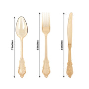72 Baroque Style Heavy Duty Plastic Cutlery Spoons Forks and Knives Set - Disposable Tableware