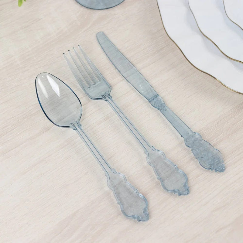 72 Baroque Style Heavy Duty Plastic Cutlery Spoons Forks and Knives Set - Disposable Tableware