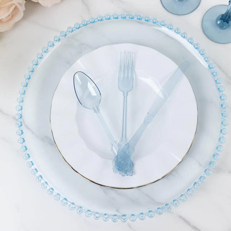 72 Baroque Style Heavy Duty Plastic Cutlery Spoons Forks and Knives Set - Disposable Tableware