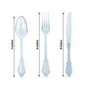 72 Baroque Style Heavy Duty Plastic Cutlery Spoons Forks and Knives Set - Disposable Tableware