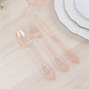 72 Baroque Style Heavy Duty Plastic Cutlery Spoons Forks and Knives Set - Disposable Tableware