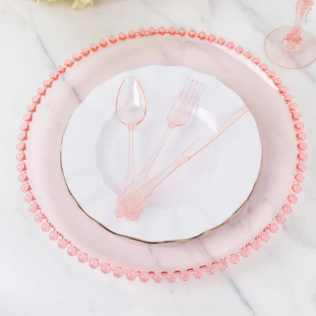 72 Baroque Style Heavy Duty Plastic Cutlery Spoons Forks and Knives Set - Disposable Tableware