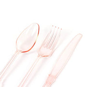 72 Baroque Style Heavy Duty Plastic Cutlery Spoons Forks and Knives Set - Disposable Tableware