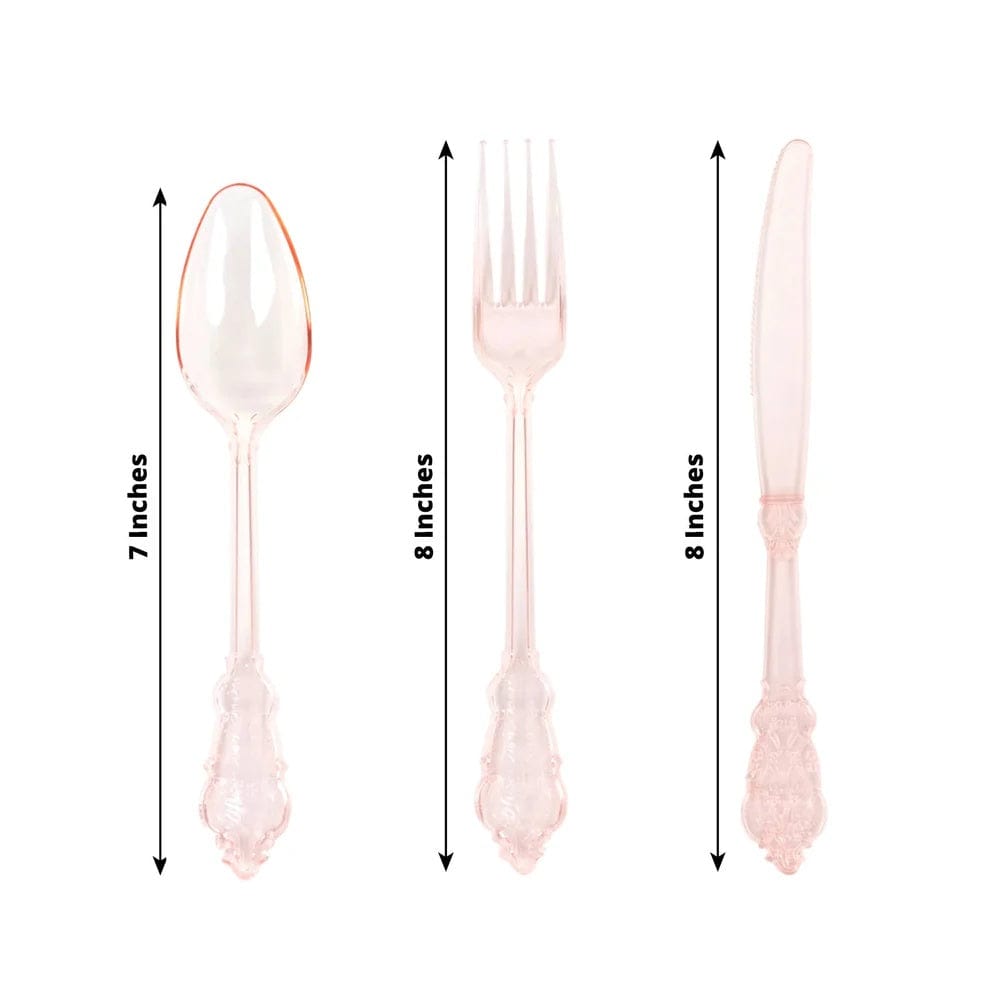 72 Baroque Style Heavy Duty Plastic Cutlery Spoons Forks and Knives Set - Disposable Tableware