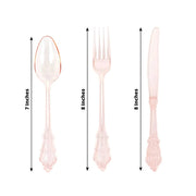 72 Baroque Style Heavy Duty Plastic Cutlery Spoons Forks and Knives Set - Disposable Tableware