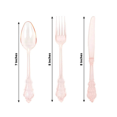72 Baroque Style Heavy Duty Plastic Cutlery Spoons Forks and Knives Set - Disposable Tableware