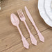 72 Baroque Style Heavy Duty Plastic Cutlery Spoons Forks and Knives Set - Disposable Tableware