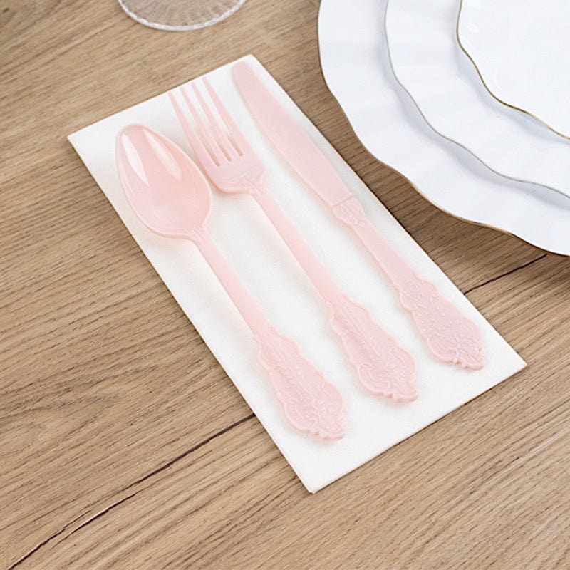 72 Baroque Style Heavy Duty Plastic Cutlery Spoons Forks and Knives Set - Disposable Tableware