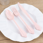 72 Baroque Style Heavy Duty Plastic Cutlery Spoons Forks and Knives Set - Disposable Tableware