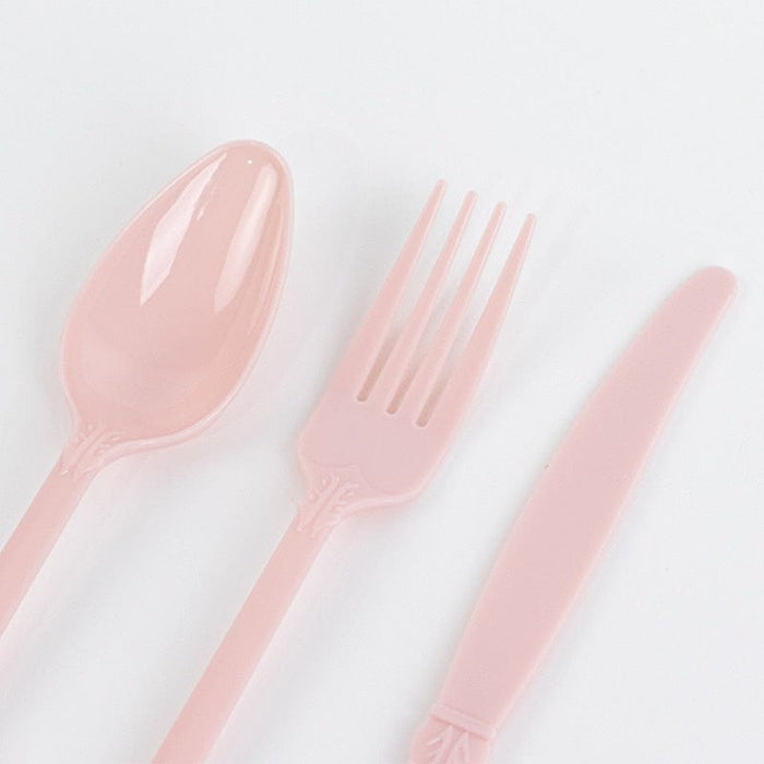72 Baroque Style Heavy Duty Plastic Cutlery Spoons Forks and Knives Set - Disposable Tableware