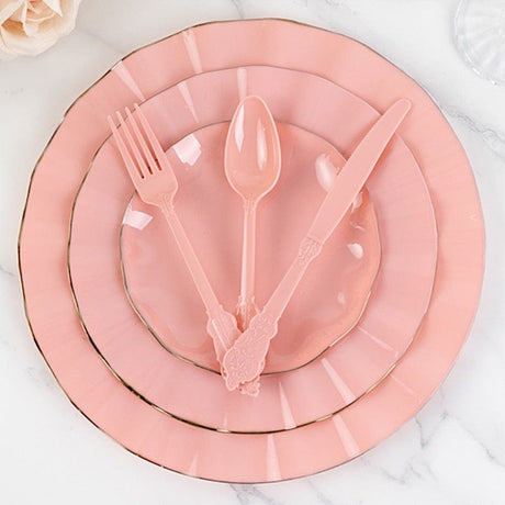 72 Baroque Style Heavy Duty Plastic Cutlery Spoons Forks and Knives Set - Disposable Tableware