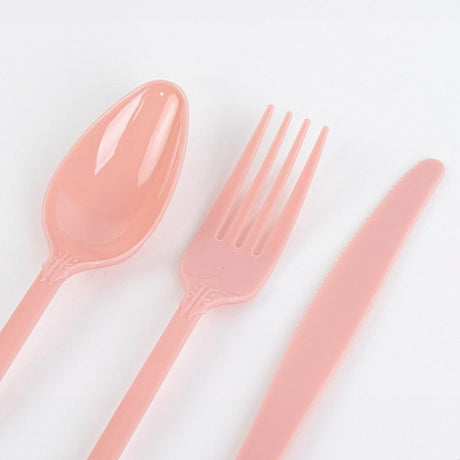 72 Baroque Style Heavy Duty Plastic Cutlery Spoons Forks and Knives Set - Disposable Tableware
