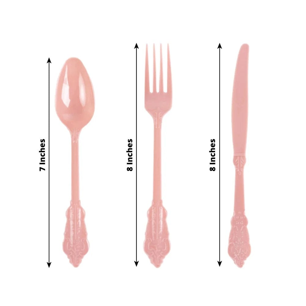 72 Baroque Style Heavy Duty Plastic Cutlery Spoons Forks and Knives Set - Disposable Tableware