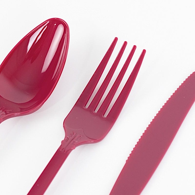 72 Baroque Style Heavy Duty Plastic Cutlery Spoons Forks and Knives Set - Disposable Tableware