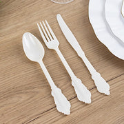 72 Baroque Style Heavy Duty Plastic Cutlery Spoons Forks and Knives Set - Disposable Tableware