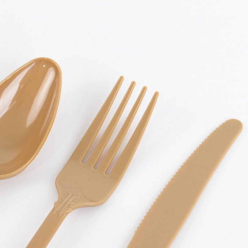 72 Baroque Style Heavy Duty Plastic Cutlery Spoons Forks and Knives Set - Disposable Tableware
