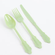 72 Baroque Style Heavy Duty Plastic Cutlery Spoons Forks and Knives Set - Disposable Tableware
