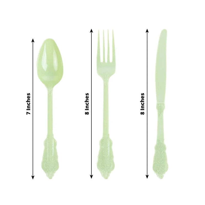72 Baroque Style Heavy Duty Plastic Cutlery Spoons Forks and Knives Set - Disposable Tableware