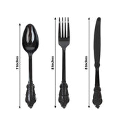 72 Baroque Style Heavy Duty Plastic Cutlery Spoons Forks and Knives Set - Disposable Tableware