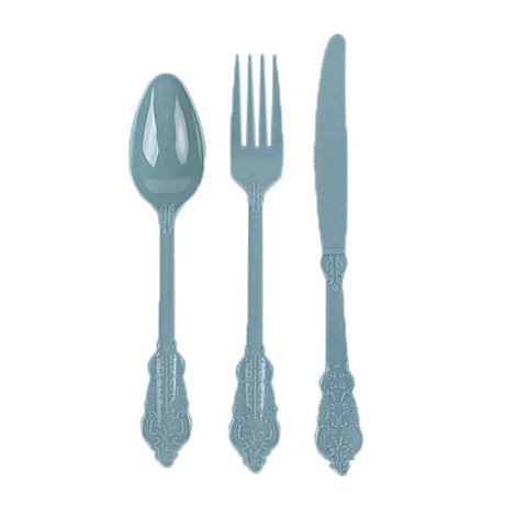 72 Baroque Style Heavy Duty Plastic Cutlery Spoons Forks and Knives Set - Disposable Tableware DSP_YY0001_7_086