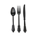 72 Baroque Style Heavy Duty Plastic Cutlery Spoons Forks and Knives Set - Disposable Tableware DSP_YY0001_7_BLK