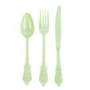 72 Baroque Style Heavy Duty Plastic Cutlery Spoons Forks and Knives Set - Disposable Tableware DSP_YY0001_7_SAGE