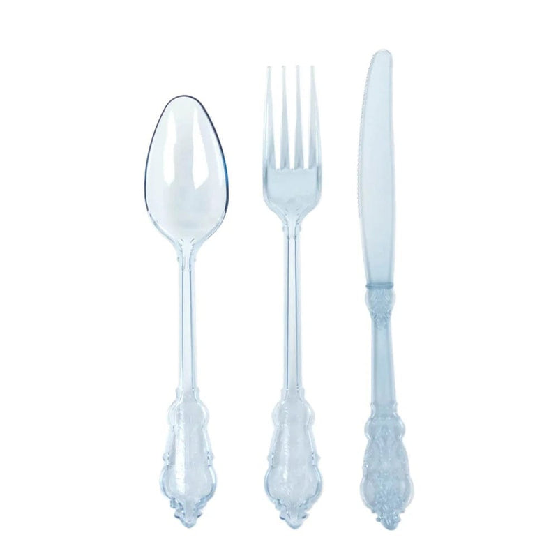 72 Baroque Style Heavy Duty Plastic Cutlery Spoons Forks and Knives Set - Disposable Tableware DSP_YY0001_7_T086