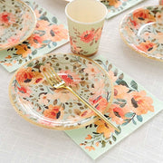 72 Disposable Dinnerware Set with Pink Floral Print - Sage Green DSP_PSET_R005_SAGE