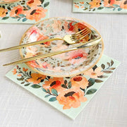 72 Disposable Dinnerware Set with Pink Floral Print - Sage Green DSP_PSET_R005_SAGE