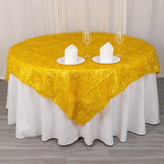 72" Metallic Fringe Shag Tinsel Square Polyester Table Overlay - Black