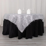 72" Metallic Fringe Shag Tinsel Square Polyester Table Overlay - Black