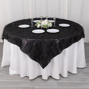 72" Metallic Fringe Shag Tinsel Square Polyester Table Overlay - Black