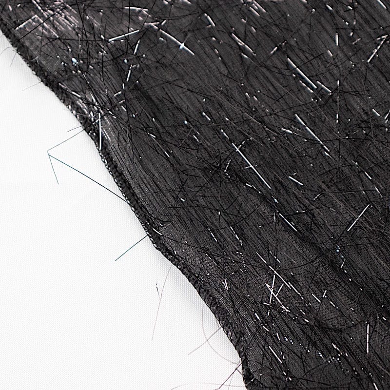 72" Metallic Fringe Shag Tinsel Square Polyester Table Overlay - Black