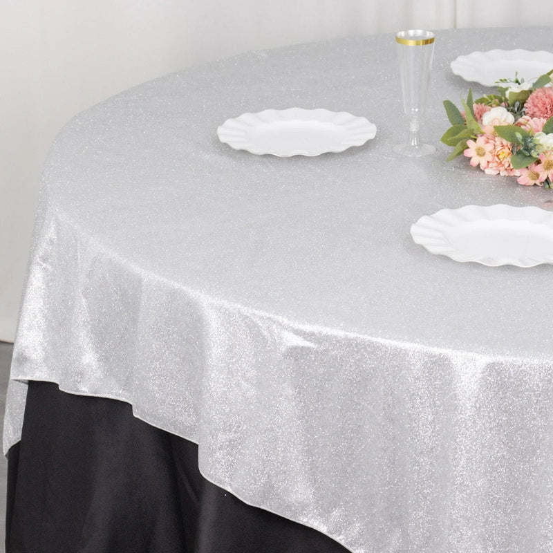 72" x 72" Glitter Sparkle Polyester Table Overlay