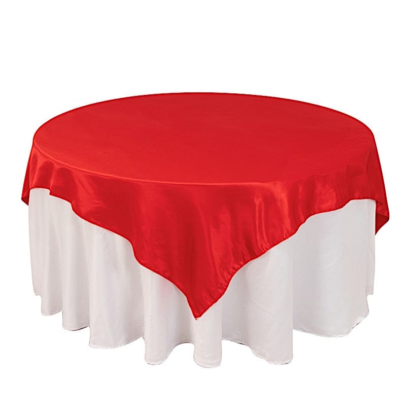 72" x 72" Satin Square Table Overlay Smooth Finish LAY72_LAMR_RED