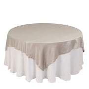 72" x 72" Satin Square Table Overlay Smooth Finish LAY72_LAMR_SILV