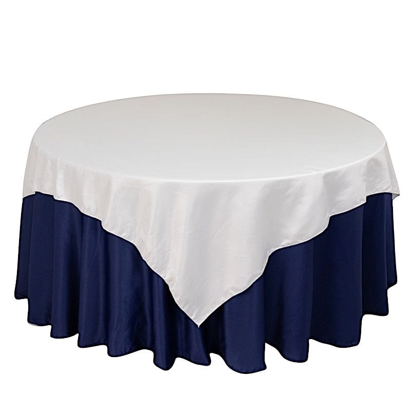 72" x 72" Satin Square Table Overlay Smooth Finish LAY72_LAMR_WHT